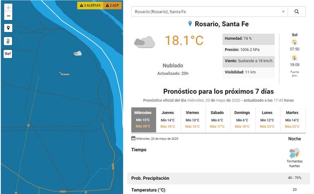 Rosario y la provincia de Santa Fe están bajo alerta por tormentas fuertes