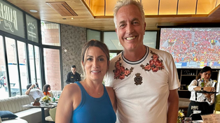 Jorgelina Cardoso y Marley, quien conduce Por el Mundo en la Copa