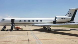 El Gulfstream V modelo 2004 que utiliza la familia Messi.