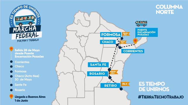 El recorrido de la Columna Norte.