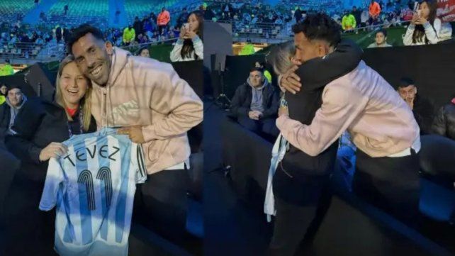 Carlos Tévez le regaló su camiseta de la Selección a la paranaense Aranzazú Osoro