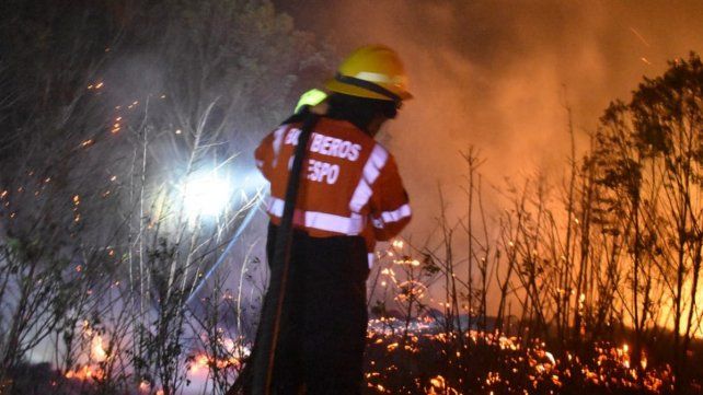 Bomberos voluntarios de Paraná y Crespo y Zapadores trabajaron durante cuatro horas para sofocar un incendio de pastizales en María Luisa&nbsp;