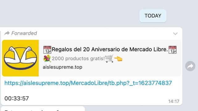 Un intento de estafa por WhatsApp ofrece regalos en nombre de Mercado Libre