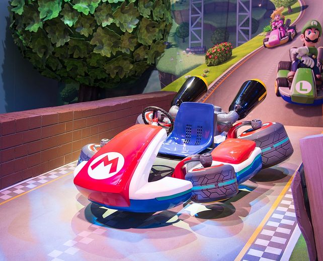 Kart es un spin-offs de su marca registrada Super Mario y cuenta con la aparición de los personajes de la franquicia de Mario.