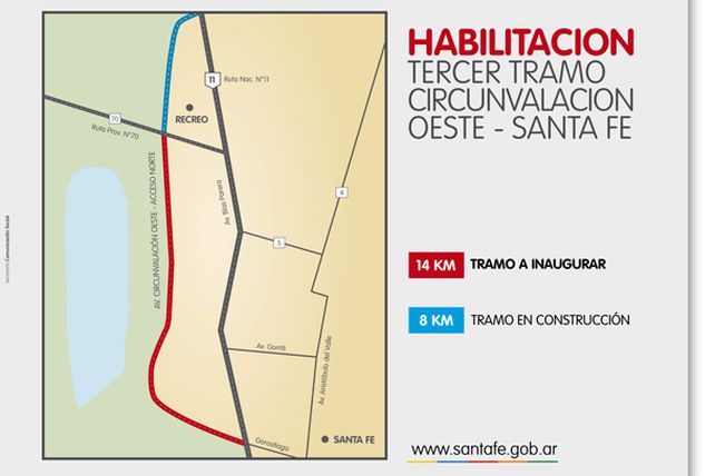 Habilitaron el tercer tramo de la Circunvalación Oeste de Santa Fe