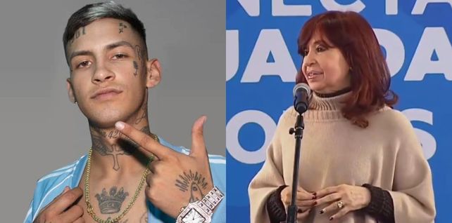 El cantante trapero L-Gante y la vicepresidenta Cristina Kirchner.