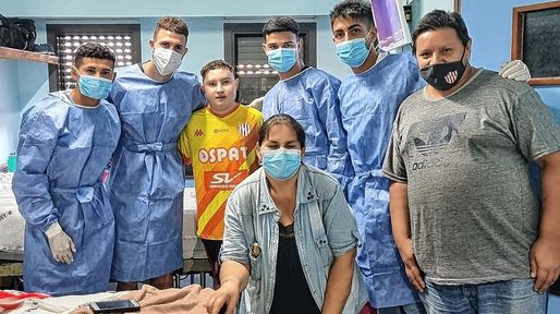 Los jugadores de Unión y un gesto para destacar