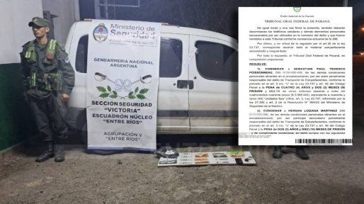 Condenaron a dos paranaenses por transportar medio kilo de cocaína