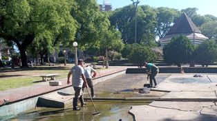 Realizan una limpieza integral en la fuente de El Palomar