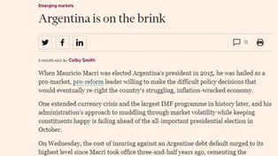 El Financial Times asegura que Argentina está en la cornisa