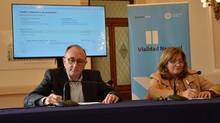 El jefe del 7º Distrito Santa Fe, Fabio Sánchez, y la ministra de Obras, Servicios Públicos y Hábitat de Santa Fe, Silvina Frana.