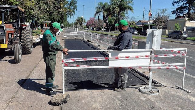Trabajos de bache en la ciudad de Santa Fe