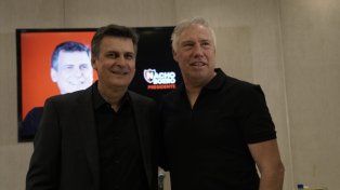 Ignacio Boero y Roberto Sensini, en la presentación de Unen sobre la gestión del fútbol de Newells.