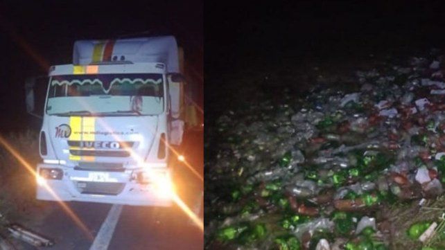 Un camión despistó en la Ruta 12 y perdió su carga.