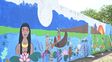 Inauguraron el mural que pintaron estudiantes en plazoleta Lavezzi de Villa Gobernador Gálvez