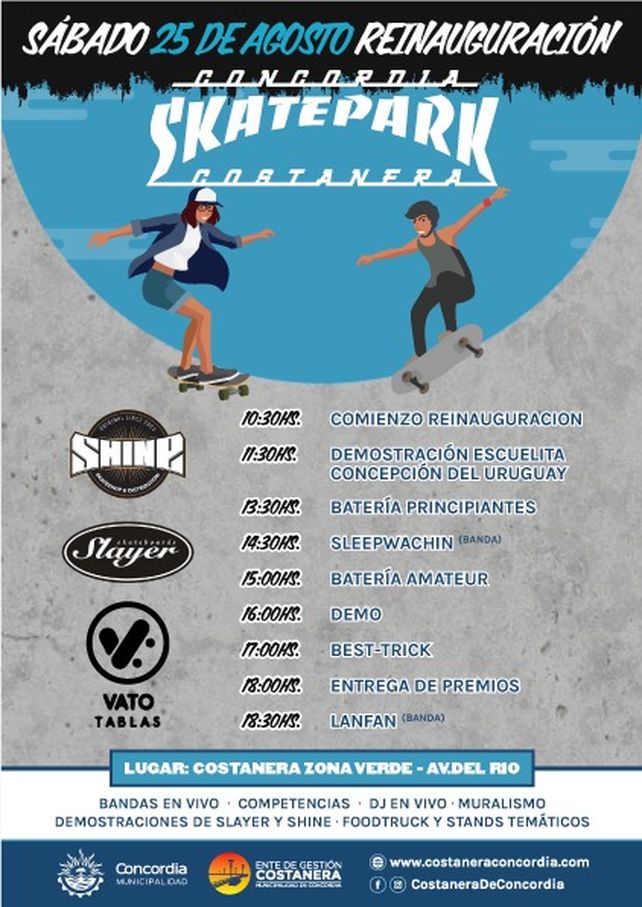 El reestreno del skatepark de Concordia marcará un hito en Entre Ríos