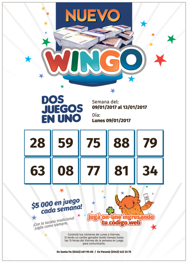 Controlá los números del Wingo