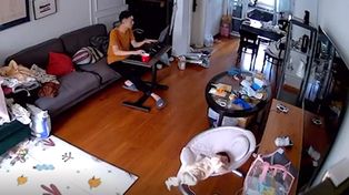 El momento en el que un papá logra atrapar en el aire a su bebé