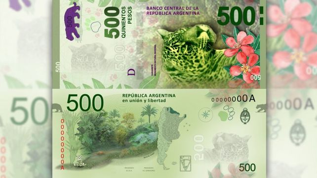 Hoy comienza a circular el nuevo billete de 500 pesos con la imagen de un yaguareté