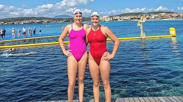 Sofía Garcés y Candela Giordanino de Unión compitieron en la Copa del Mundo de aguas abiertas.