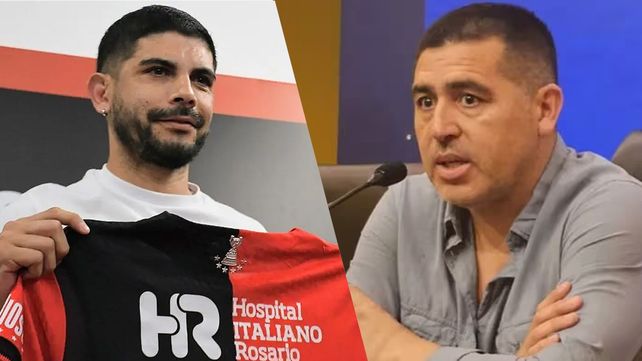 Banega con la de Newells que eligió. Riquelme se quedó con las ganas de tenerlo en Boca.