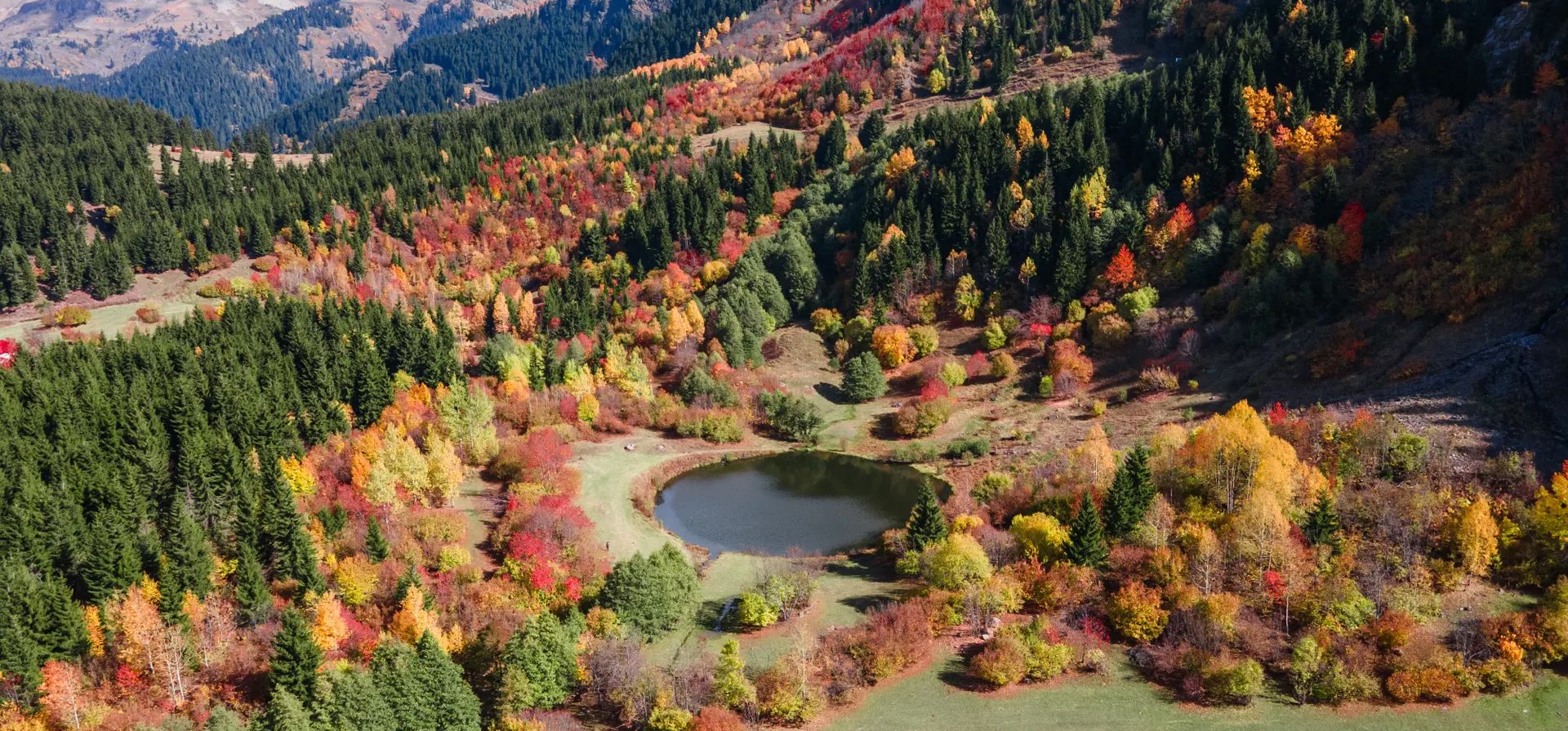 Colores otoñales alrededor del lago Rutav en el pueblo de Yukar Koyunlu, Artvin, Turquía. Fotografía: Ali Fatih Akcay/Agencia Anadolu/Getty Images