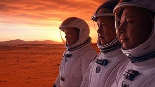 Mark Zuckerberg, Elon Musk y Jeff Bezos en Marte, en una imagen creada por Grok, la IA de X