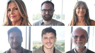 Los candidatos a concejales por Santa Fe: Ana Cantiani, Pedro El Profe Medei, María Luengo, Lautaro Candioti, Gastón Tati Restagno y Saúl Perman