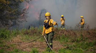 Brigadistas combaten los incendios en las islas