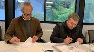 Giménez Rita y Fiorenza, en la firma del concurso.