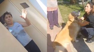 La dueña del perro y la mascota rescatada.&nbsp;