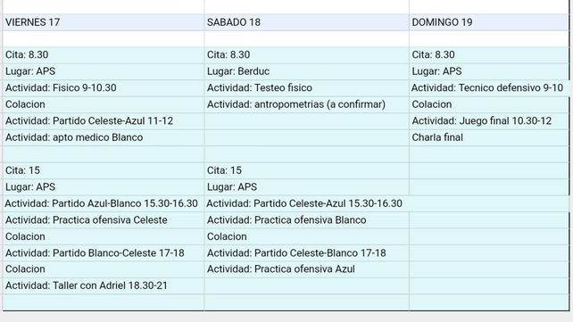El cronograma. La concentración para las divisiones juveniles de Argentina arranca mañana y se extiende hasta el domingo.