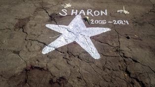 Una pintada en homenaje a Sharon, asesinada a los 18 años en la zona oeste de Rosario.&nbsp;