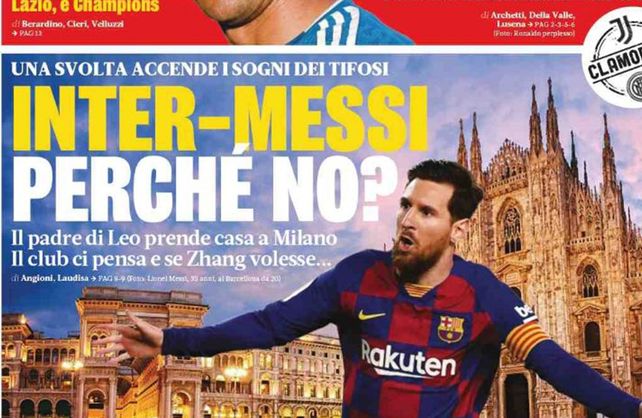Lo medios italianos en su portada dan cuenta del posible pase de Messi al Inter. 