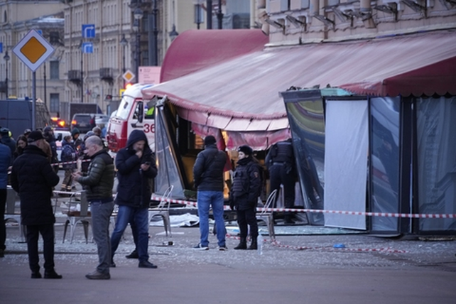 El café de San Petersburgo que sufrió el ataque explosivo.&nbsp;
