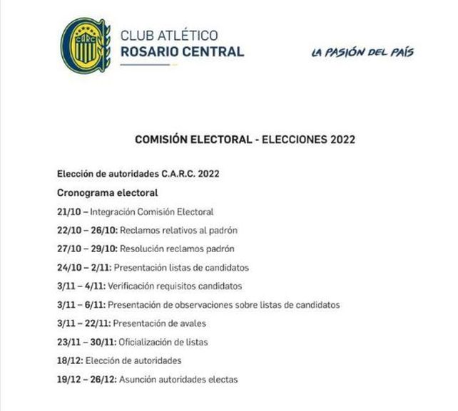 El cronograma de fechas estipulado por la comisión electoral, que este miércoles presentará el reglamento a la IGPJ.