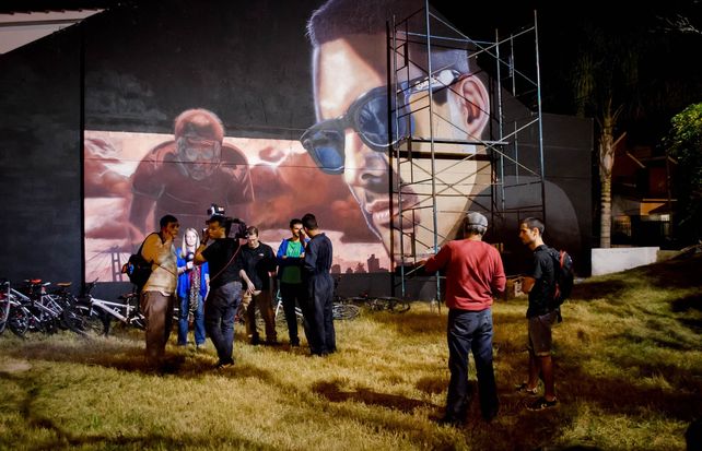 El mural para Pato quedó inaugurado con una bicicleteada