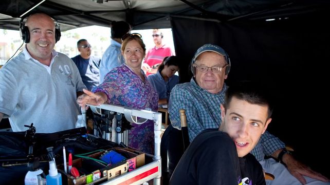 Enrique Torres, Anabella del Boca y Nicolás del Boca en el rodaje de 