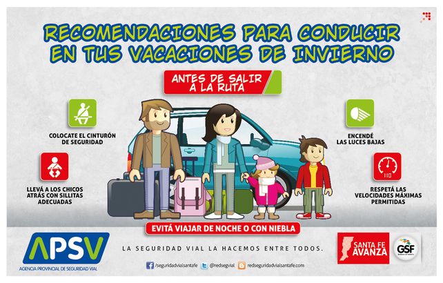 Seguridad vial: recomiendan precaución para quienes viajen en las vacaciones de invierno