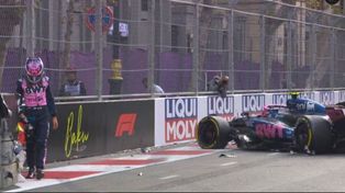 El final de lo que pintaba para ser un gran sábado. El Alpine de Franco Colapinto, golpeado. Fue más rápido siempre que Pierre Gasly, que se salió unos segundos antes en la misma curva 4.