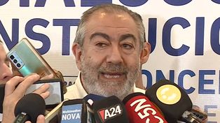 Héctor Daer, el único de los cosecretarios de la CGT que se acercó esta tarde a la Secretaría de Trabajo.