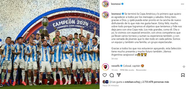 Lionel Messi expresó que vivió con especial emoción el título de la Copa América