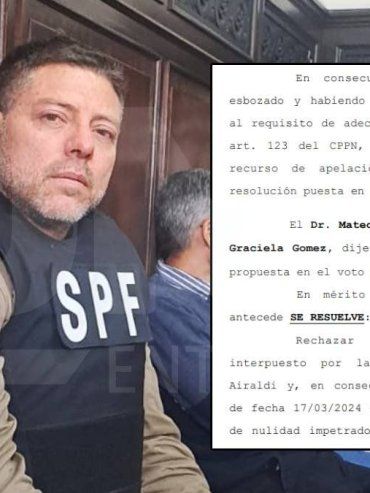 Revés judicial para Airaldi en la causa por el presunto plan criminal contra un juez, un fiscal y un ministro