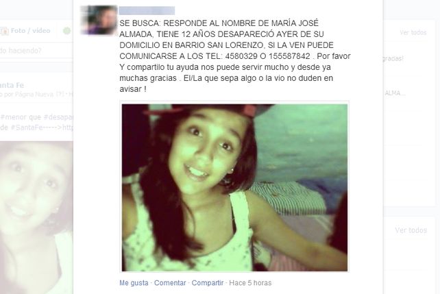 Publicación de la familia en las redes sociales.