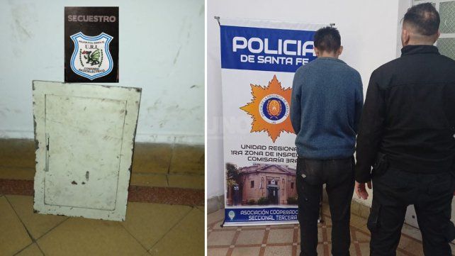 La caja fuerte y el joven detenido por el robo a una panadería en Bulevar Gálvez y Belgrano