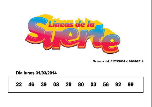 Números que corresponden al LUNES 31 de MARZO.
