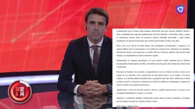 Los hermanos del periodista Juan Pedro Aleart emitieron un comunicado para repudiar que su historia se hiciera pública sin su consentimiento