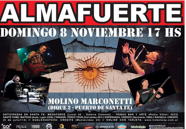 El domingo 8 de noviembre vuelve Almafuerte a Santa Fe