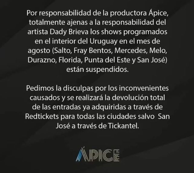 Cancelaron los shows de Dady Brieva en Uruguay por una polémica frase previa al viaje