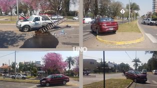 Fuerte choque entre un auto y una camioneta de la EPE en la Costanera 